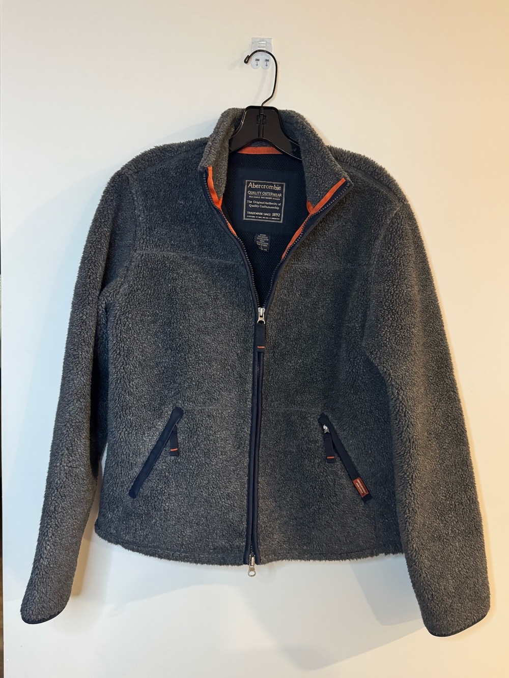 VTG Abercrombie Quality Outerwear Fleece Jacket Gray Size Large Y2K Gorpcore